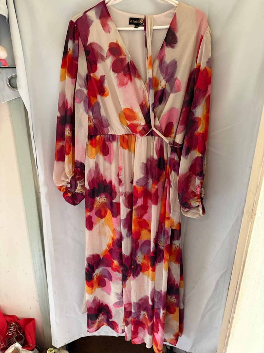So Soft Floral Wrap Maxi Dress in Pink, Purple & Orange